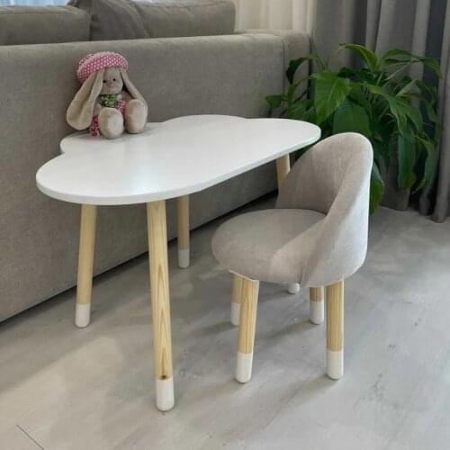 Children Furniture Table and Chair Set Pine Wood Legs Scandinavian Style Furniture Designed for Children Aged 2.5 to 9 Years