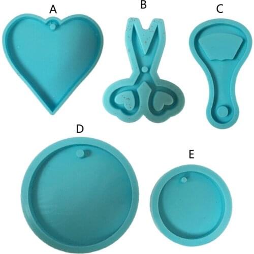 DIY Heart Round Keychain Silicone Resin Mold Scissors Bottle Opener Pendant Silicone Resin Casting Mold Art Craft Tools Dropship