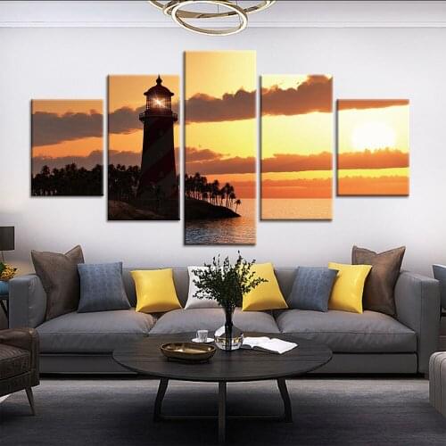 Poster Print Canvas Painting lighthouse Scenery Picture Home Decor Modern Wall Art Framework