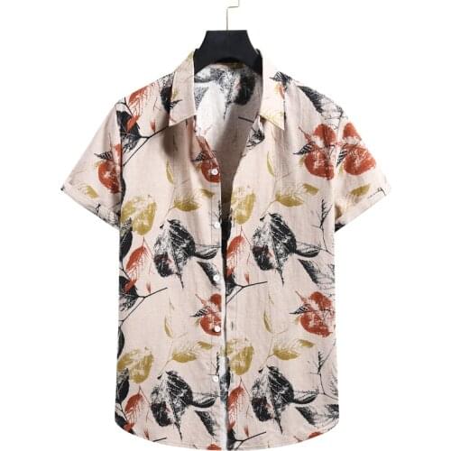 Summer Hawaiian Shirt Men Short Sleeve Work Shirt Men Floral Print Beach Shirts Harajuku Casual Button Up Shirt Men Clothing XXL