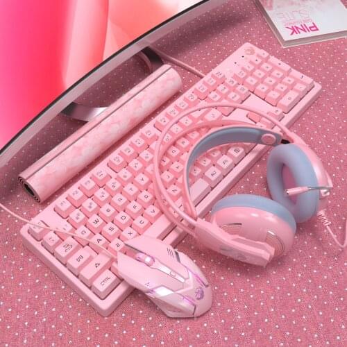 LED Backlit Gaming Keyboard and Mouse Combo Wired USB Keyboard 4800DPI Notebook Laptop For Office Home ABS Wear-resistant Keycap