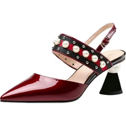 Beautiful Woman Pumps Thick Heeled Sandals Womens High Heels Shoes Real Soft Leather