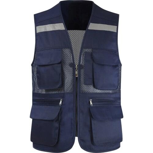 Outdoor fishing vest cargo vest men multi pocket vest mesh vest jacket hi vis workwear vest photography