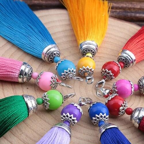 Fashion Women Bag Accessories Pendant Heart-Shaped Stone Tassel Key Chain Female Gift Boho Jewelry Car Keychain