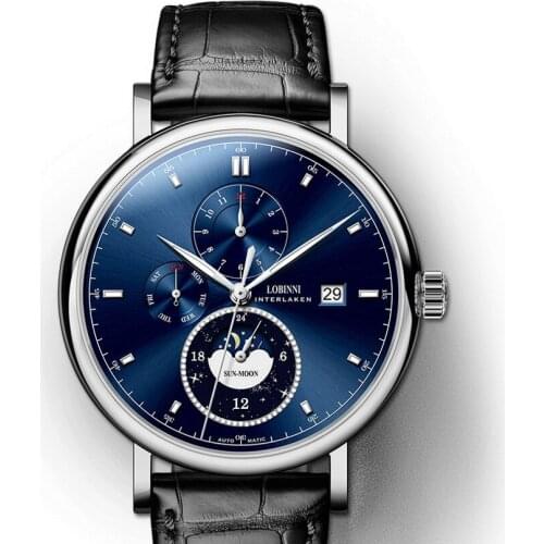 Mens watches,LOBINNI luxury men watch mens automatic self wind mechanical wristwatch 50m waterproof Switzerland clock sapphire