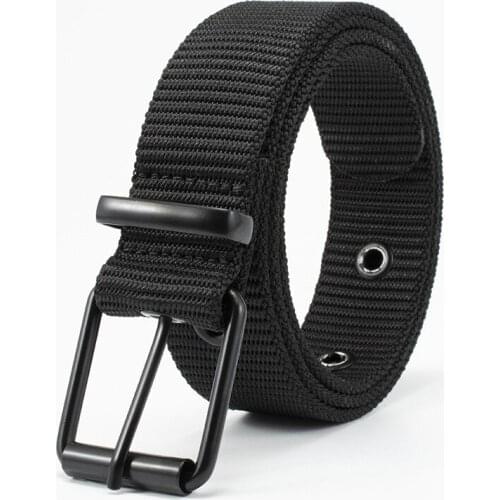TJ-TianJun Mens Alloy Pin Buckle Belt Nylon Quick Drying Casual Metal Hole Outdoor Sport Waistband Solid Color Women Girdle