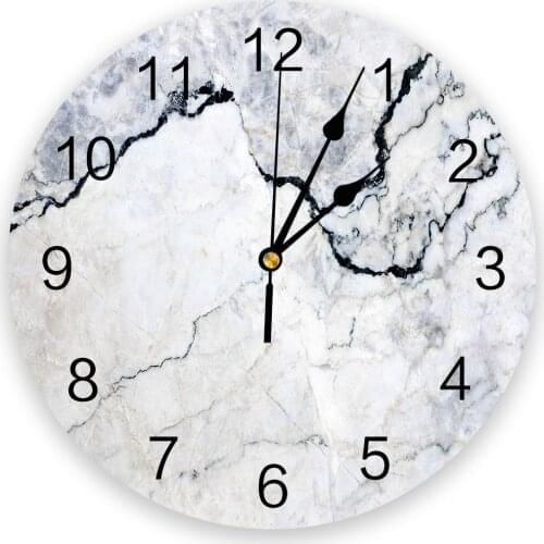 Marble Grey Design Crackle Print Wall Clock Wall Art Silent Non ticking Round Wall Watch for Home Decortaion Best Gift