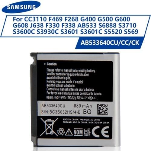 Original Samsung Battery AB533640CU For Samsung S6888 S3710 S3600C GT-S3600i S3930C S3601 S3601C S5520 S569 880mAh
