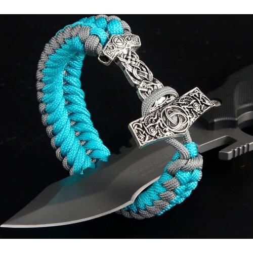 Outdoor Survival Bracelet Viking Paracord Bracelets Paracord Thors Hammer Mjolinr Viking Bracelet Norse Scandinavian