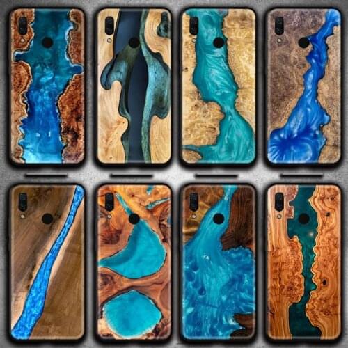 Resin WOOD Marble colorful Phone Case Huawei Y6P Y8S Y8P Y5II Y5 Y6 2019 P Smart Prime Pro