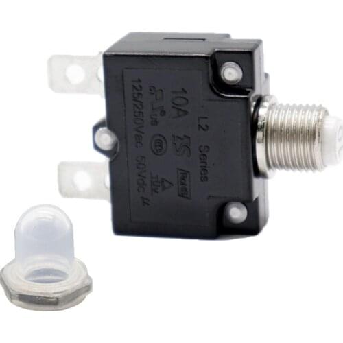 12V Push Button Resettable Thermal Circuit Breaker Overload Protector 10AMP