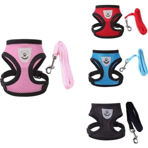 Mesh Pet Vest Harness and Leash Set Small Dog Puppy Cat Breathable Vest Harness Collar For Chihuahua Pug Bulldog Cat Arnes Perro