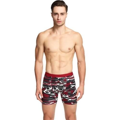4pcs/lot Plus Size 4XL 5XL 6XL Camouflage Printed Long Boxer Shorts Male Open Button Fly Panties