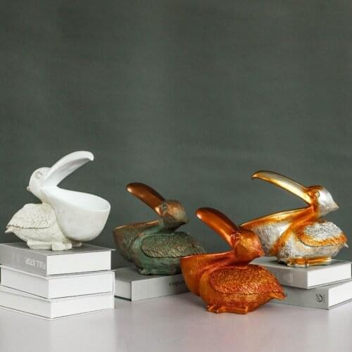 Nordic Animal Toucan Statue Jewelry Key Candy Storage Resin Ornaments Home Living Room Office Table Decoration Pelican Statue