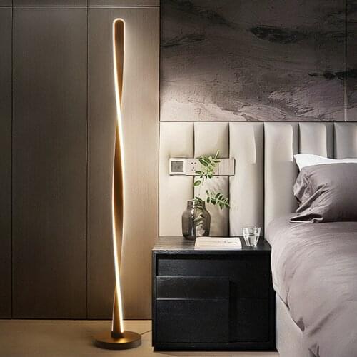 Modern design remote dimming floor lamp living room bedroom decoration acrylic aluminum spiral shape LED indoor floor lighting