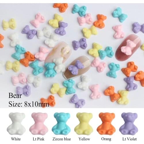New Solid Color Bear Shape 8x10MM Resin Nail Art Rhinestone For DIY Nail Art Card Issuance Decoration Accessories