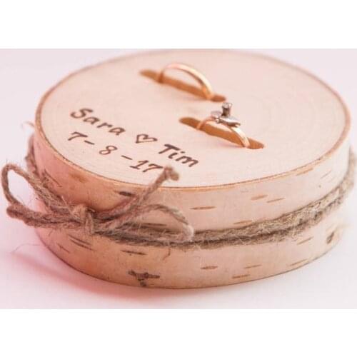 Wedding Party Decoration Anniversary Engagement Bearer Rings Box Custom Name Date Rustic Flower Style Ring Pillow Wedding Gifts