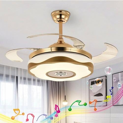 Led Invisible Ceiling Fan Lamp Creative Home Living Room Ceiling Fan Lamp Modern Minimalist Bluetooth Ceiling Fans with Lights