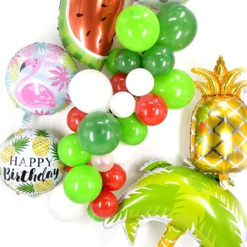 Tropical Pineapple Coconut Trees Balloons Hawaiian Summer Beach Party Decorations Cactus Flamingo Birthday Wedding Party Baloon