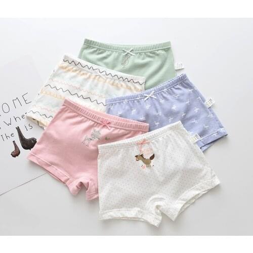 5Pcs/lot Girls Cotton Boxer Briefs Girl Panties Girls Boxer Shorts Childrens Panties Kids Underwear For 2-14 Years GU216