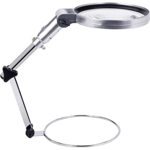 Magnifying Glass with Bright LED Light Magnifier Lamp w/ Base Stand Adjustable