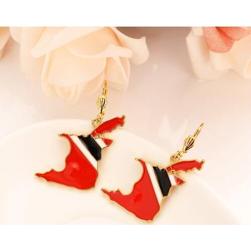 Gold color Netherlands Italy Guyana Map Flag drop earrings Trendy Jewelry Gifts party gift wedding bridal souvenir for women