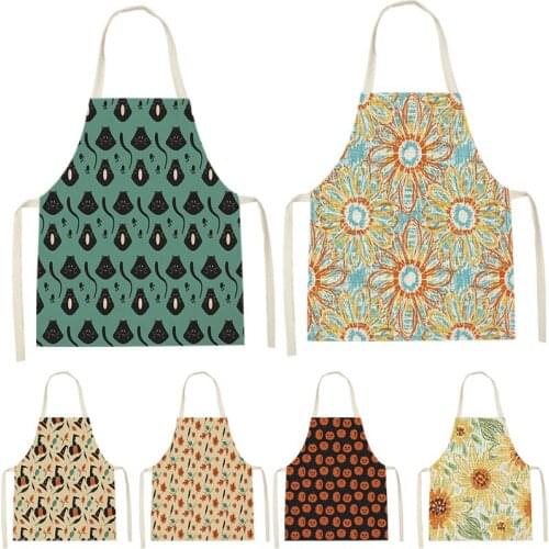 1 Pcs Cartoon Cat Pattern Pumpkin Print Sleeveless Apron ChildrenS Home MenS And WomenS Anti-Fouling Apron Kitchen Waist Bib