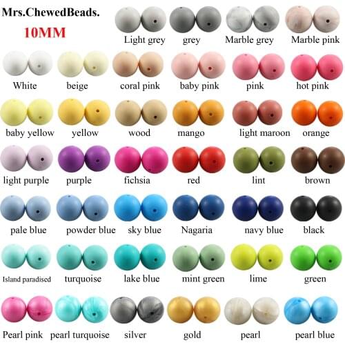 10mm Wholesale Bulk 1000 pieces ps lot Loose silicone beads, individual mixed color beads teething necklace baby bpa free mix