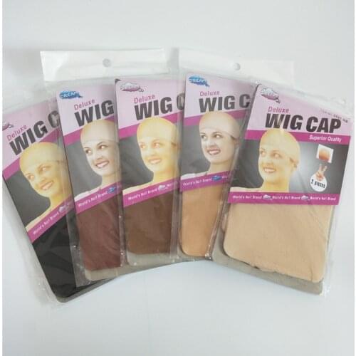 12PCS(6bags) Elastic Unisex Stocking Wig Liner Cap Snood Nylon Stretch Mesh Beige/Black/Brown Wig Caps For Making Wigs