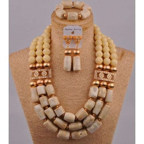 24inches Long Red/Orange White Coral Beads Jewelry Set Nigerian Wedding African Necklace Bridal Jewelry Sets