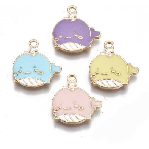 5pcs Mixed Color Eco-Friendly Zinc Alloy Pendants Whale Shape Enamel Pendant Charms for Diy Necklace Jewelry Making Accessories