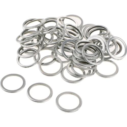 50 Pieces 20mm Car Vehicle Oil Drain Plug Crush Washers Gaskets Sliver