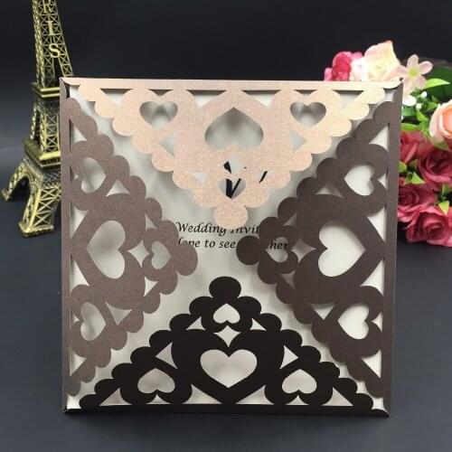 50PCS heart design Freshipping factry sell laser cut wedding invitation card Birthday/business card party card post card