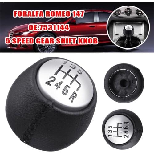 6 Speed Car Manual Gear Shift Knob PU Leather Lever Shifter Handball For Alfa Romeo GT 147 166