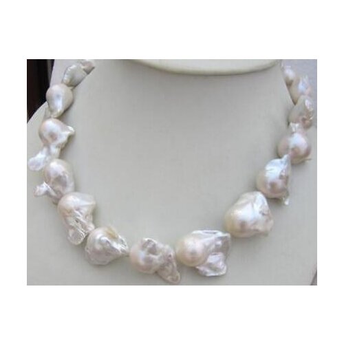 Free shipping HUGE 16-24MM NATURAL SOUTH SEA WHITE BAROQUE PEARL NECKLACE 18 INCH