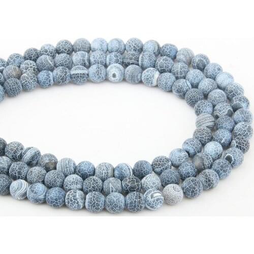 Natural Stone Beads Blue Agates Weathering Round for Jewelry Making Beadwork DIY Bracelet Necklace 6/8/10mm