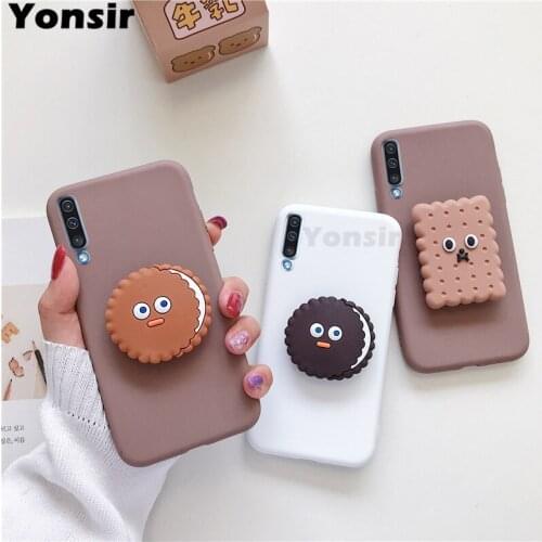 For Samsung Galaxy A50 a 50 Silicone Case Cartoon Phone Holder Cover For Samsung A50 A505 A505F SM-A5005F Protective Ring Stand