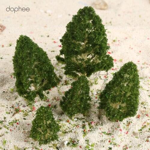 Dophee 5pcs Model Trees Poplar Plastic Green with beige trunk Train Set Scenery Landscape 5 sizes