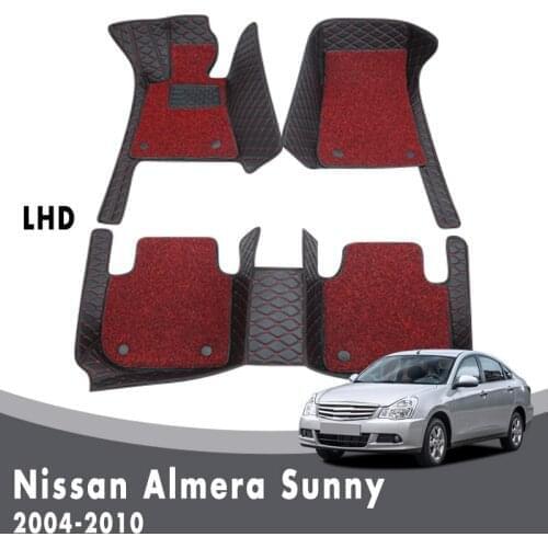 Double Layer Wire Loop Custom Carpets For Nissan Almera Sunny 2010 2009 2008 2007 2006 2005 2004 Car Floor Mats Interior Rugs