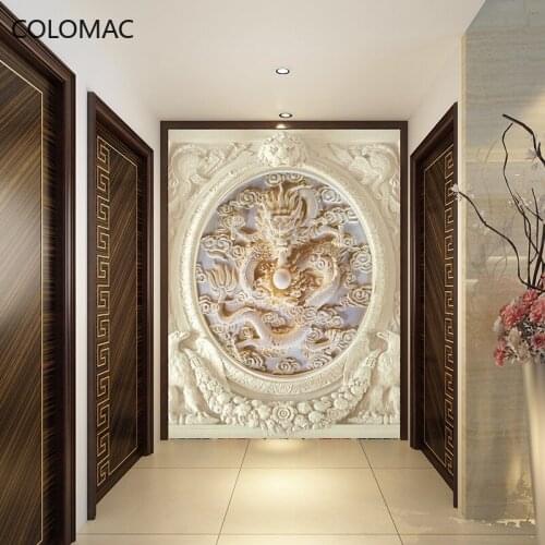 Colomac Custom 5d Dragon Art Porch Background Wallpaper Simple 8d Aisle Decor Mural Wall Stickers for Decoration Drop Shopping