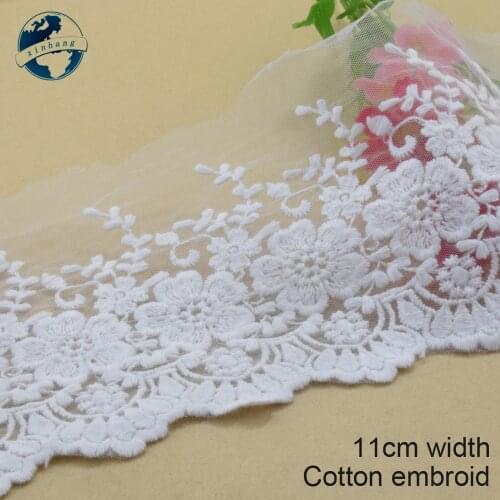 3yards 11cm width cotton embroid sewing ribbon guipure lace fabric trim dolls lace DIY Accessories african wedding lace#2879