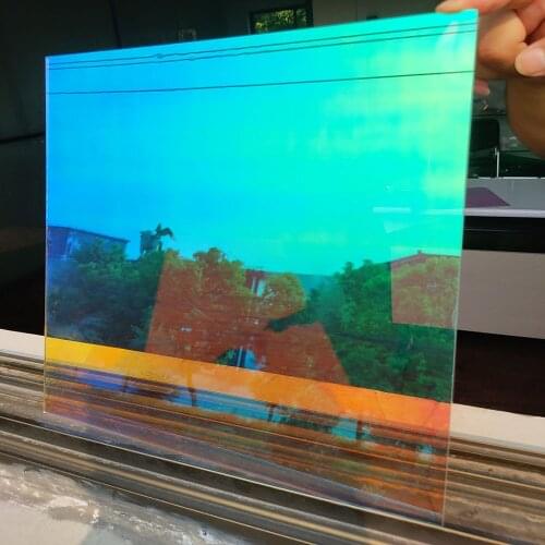 HOHOFILM 137cmx1500cm Laser Rainbow window film,Decorative Iridescent DichromicRainbow Window Tint Sticker,self-adhesive privacy