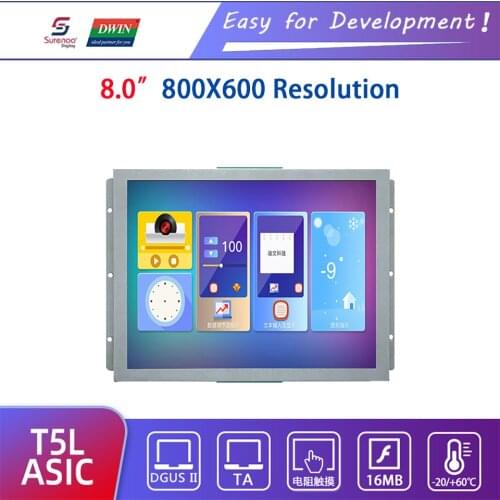 Dwin T5L HMI Intelligent Display, DMG80600L080_01WTR 8.0" 800X600 LCD Module Screen with Resistive Touch Panel