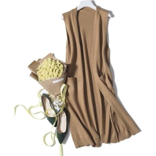 Cardigan Women 2021 Autumn And Winter Fashion Thick V Neck Solid Sleeveless Loose Knitwears Korean Style Sweater