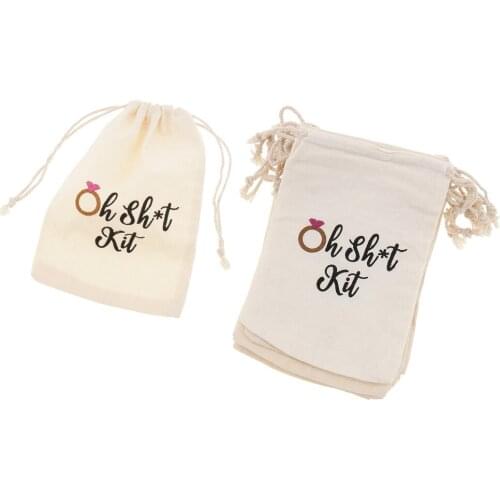 20pcs Oh Shit Kit Cotton Linen Jewelry Pouch Drawstring Bag Wedding Favor