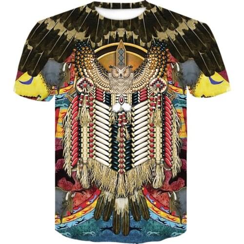 Hot selling summer 3D Print tshirt Indian Native culture fashion T shirt Casual men/women Punk T-shirt popular Style shirt tops