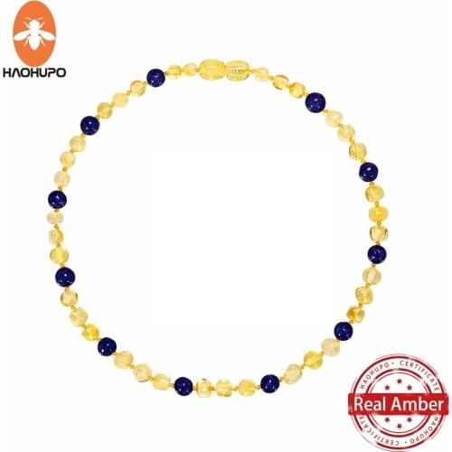 HAOHUPO Top Hot Quality Lemon Gold Fashion Nature Baltic Amber Necklace Wholesale Original Necklace Men Christmas Necklace Kids