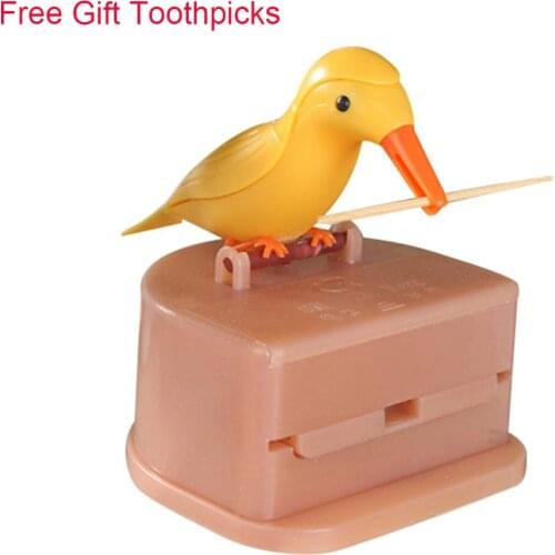 Small Bird Toothpick Container Automatic Toothpick Dispenser Toothpick Holder Storage Box Desk Decoration Kitchen Accessories