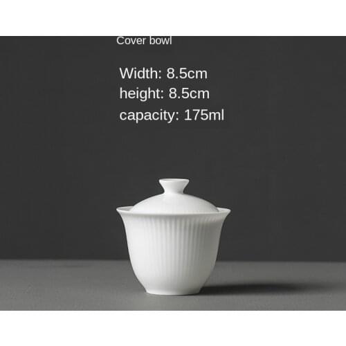 Sweet Ceramic Whiteware Cover Bowl Medium and Small Tea Bowl High White Three-Force Bowl Thin Tire Kung Fu Tea Set Direct Gaiwan