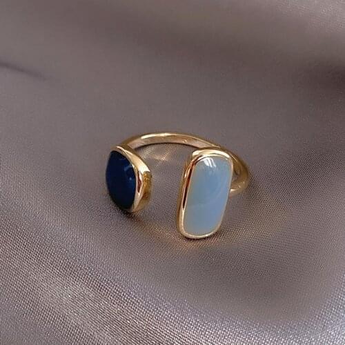 OL Fashion Candy Style Open Adjustable Phalanx Knuckle Ring For Women Gorgeous Imitate Semi-Precious Aquamarine Gemstone Jewelry